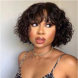 Luvme Hair Short Cut Loose Curl Bob Closure Wig With Wispy Bangs 8 inches